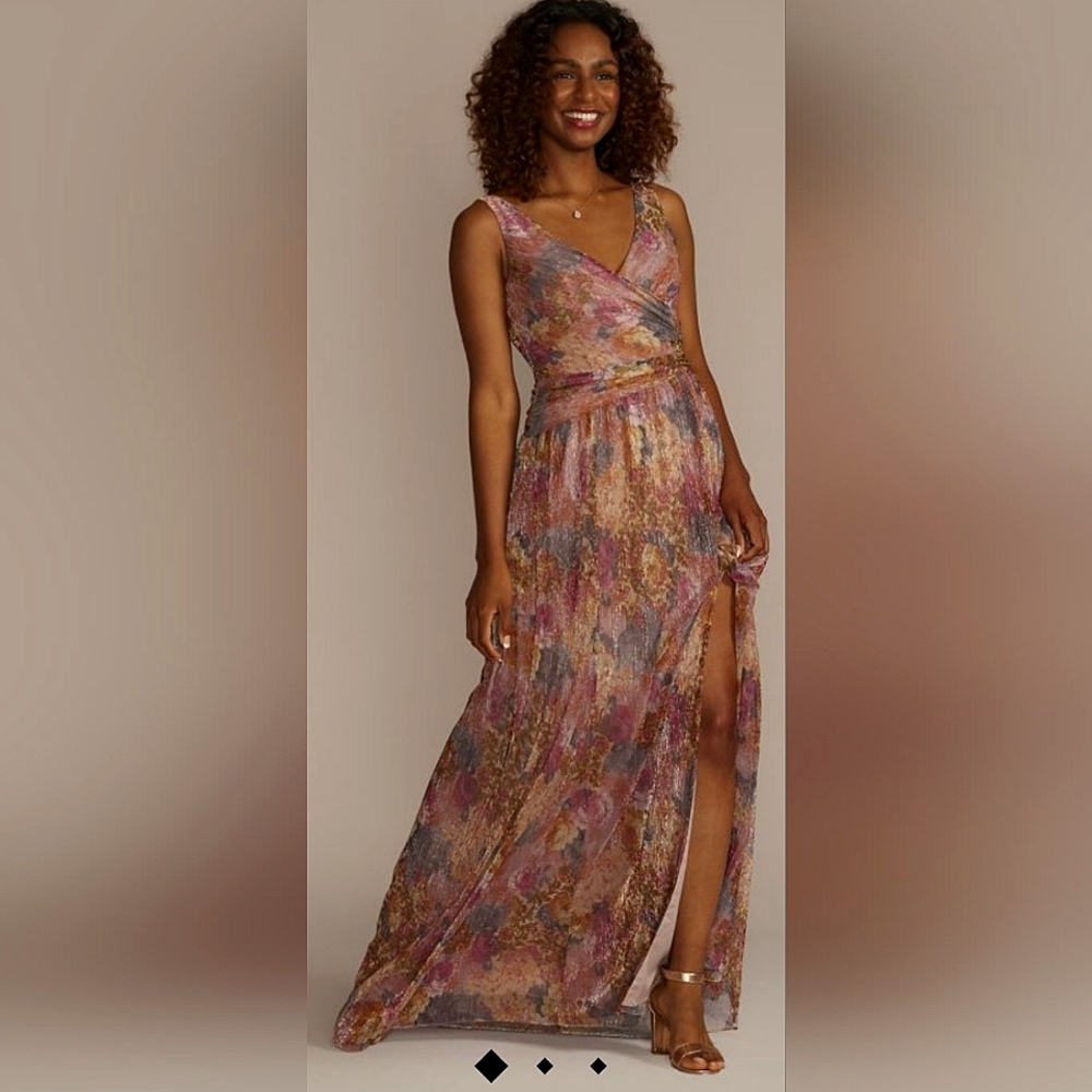 Stunning Floral Metallic A-Line Dress